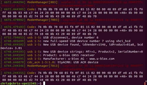 GPS module has been connected to /dev/ttyACM0