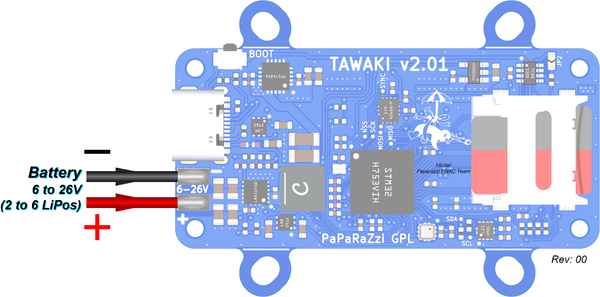 Tawaki v2.01 External source onto GND & VBAT pads