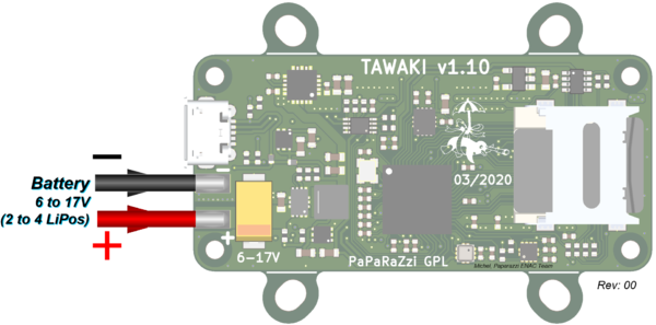 Tawaki v1.10 External source onto GND & VBAT pads