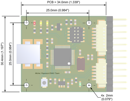 CricketProbe v1.00 Top Mechanical Dimensions